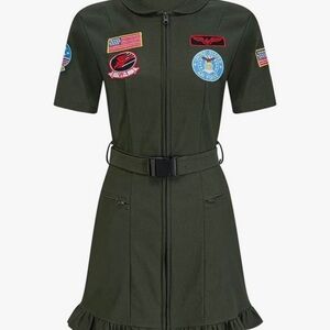 Amazon Dark Green Patchwork Mini Dress